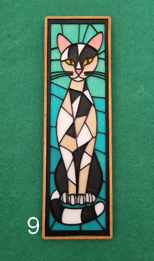 Wooden Mosaic Cat Wall Plaque