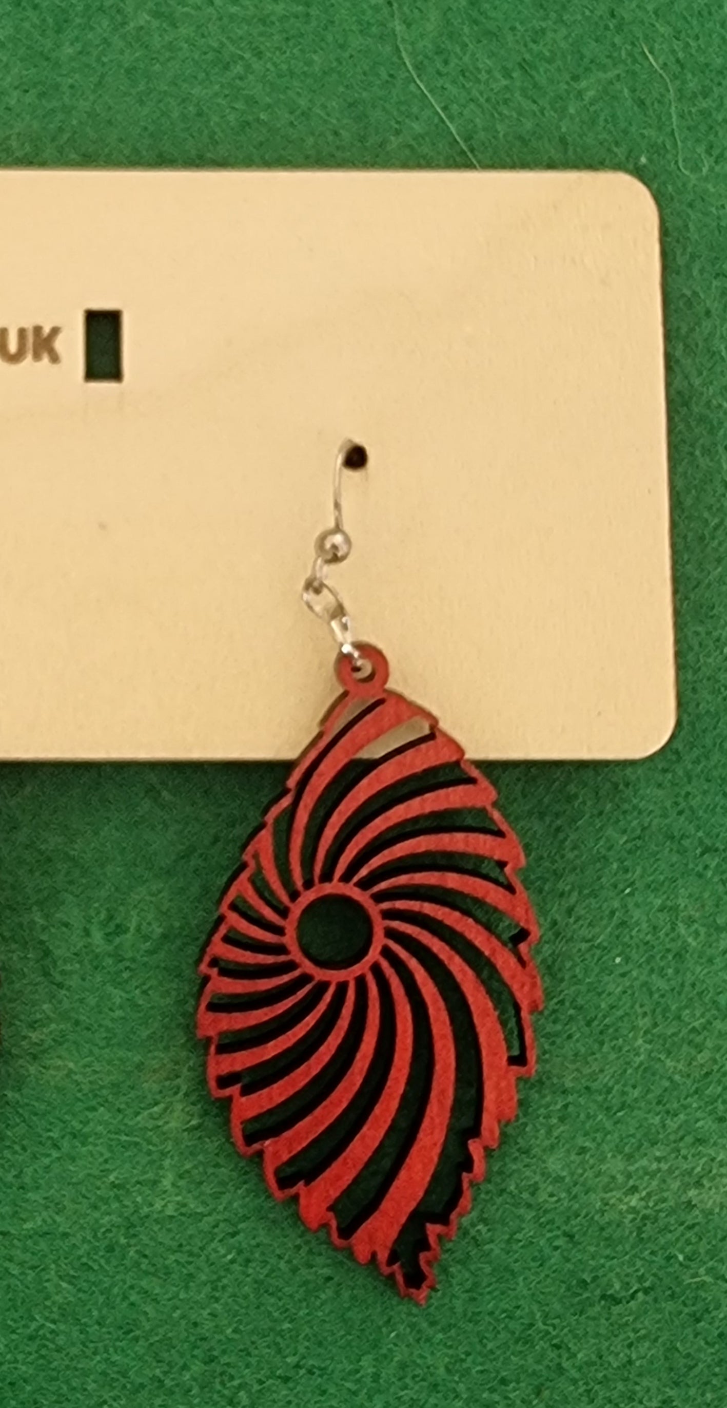 Red Wooden Earrings Design No.1