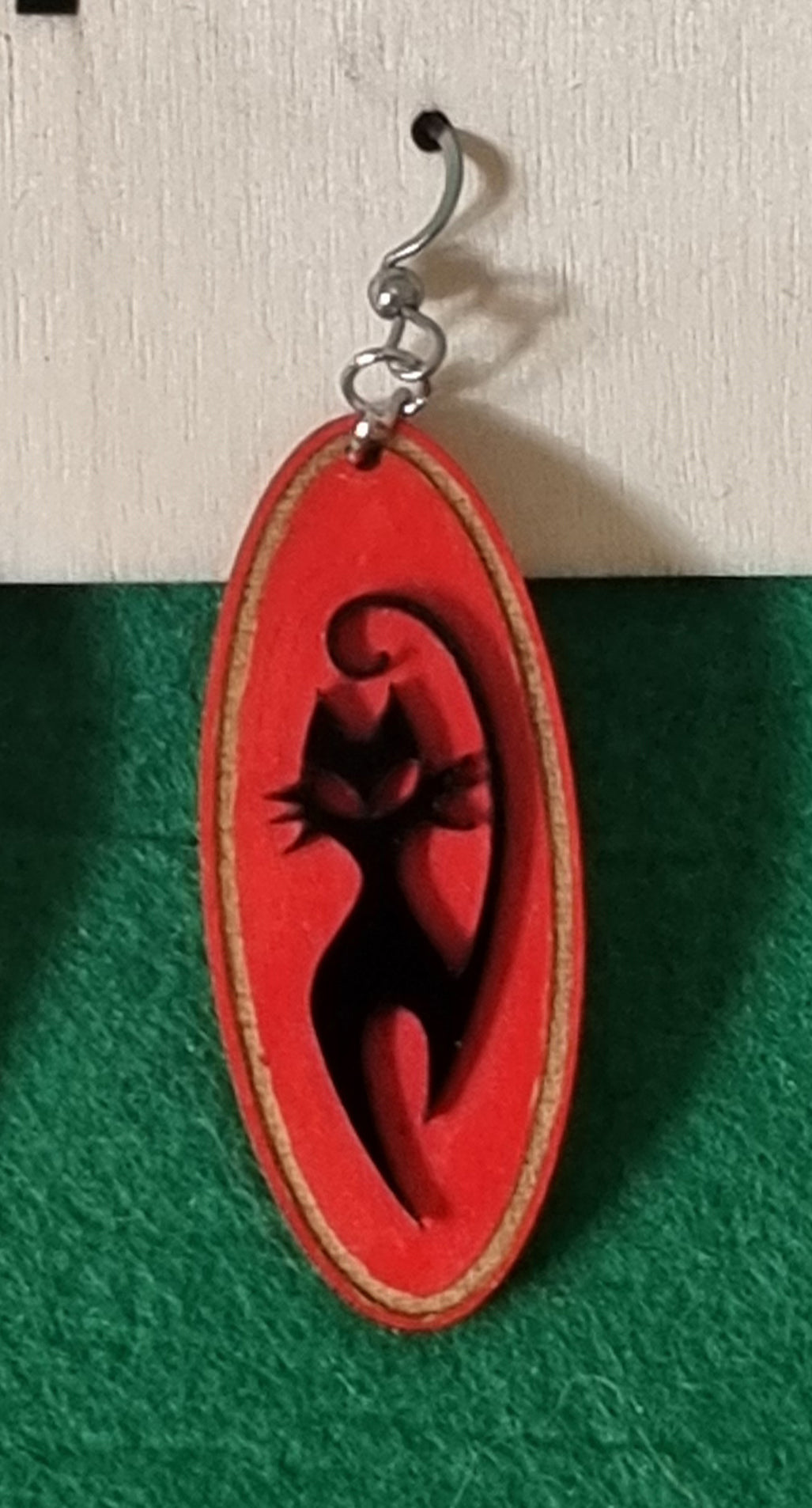 Acrylic and Wood Cat Earrings