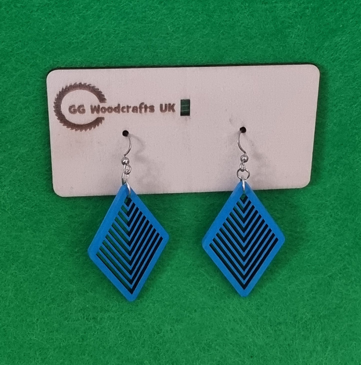 Blue Wooden Earring Design No.3