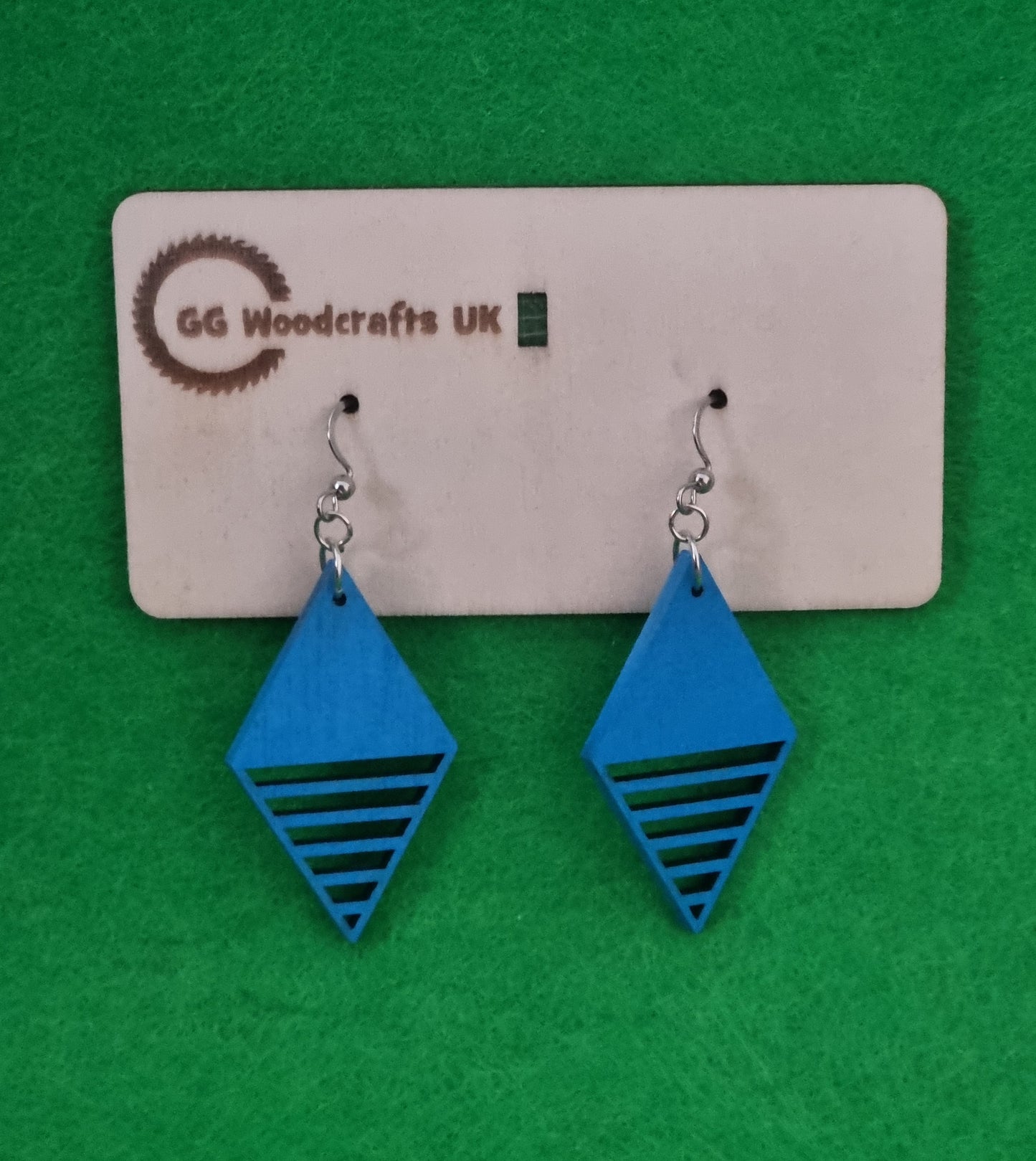 Blue Wooden Earrings Design No.2