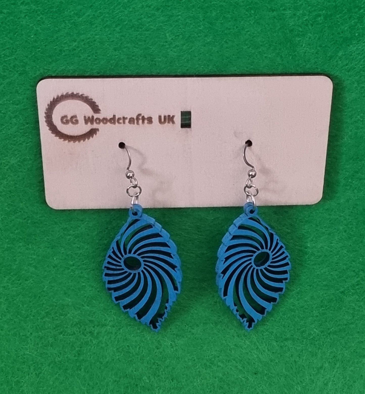 Blue Wooden Earrings Design No.1