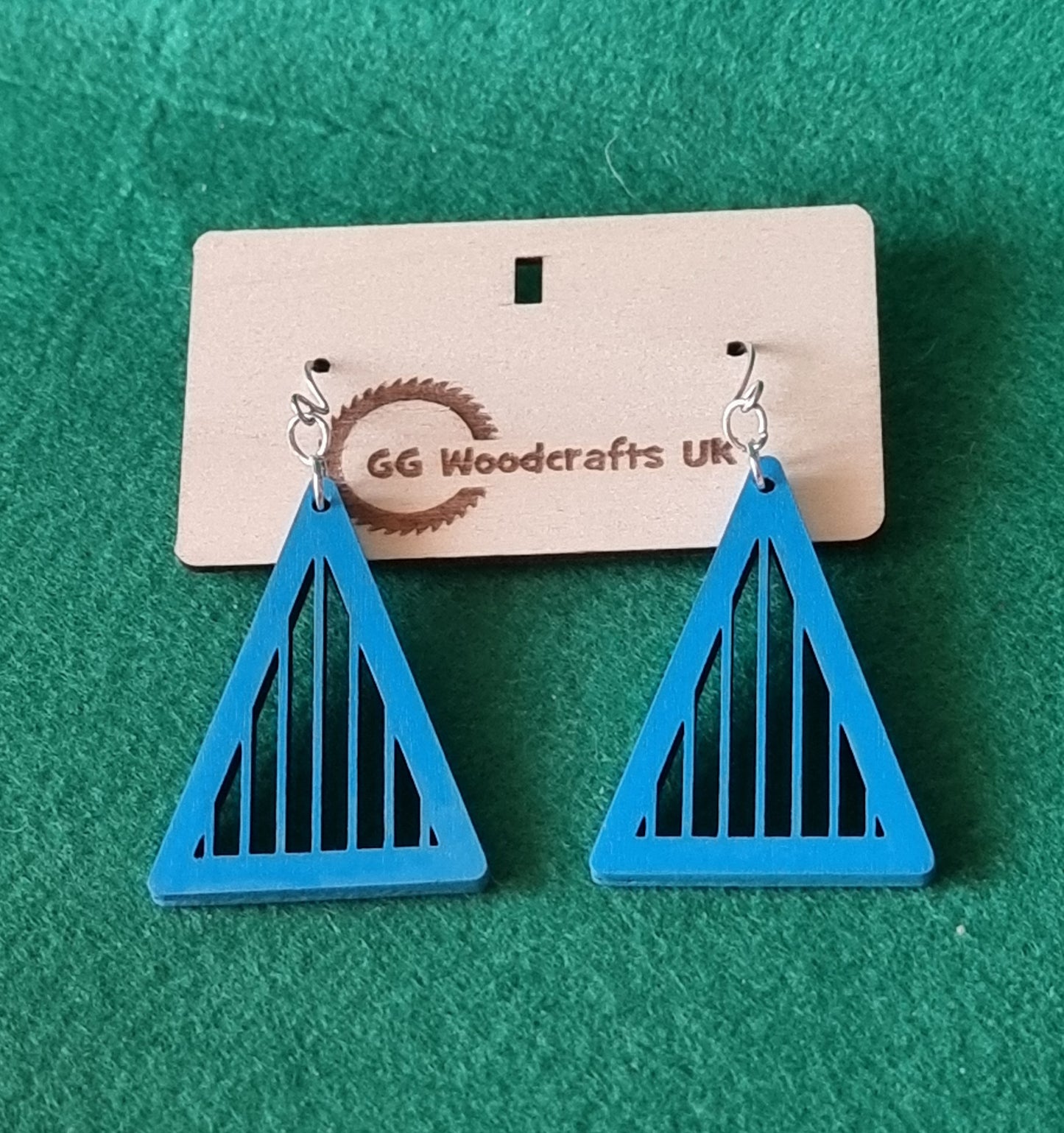 Blue Wooden Earrings Design No. 5