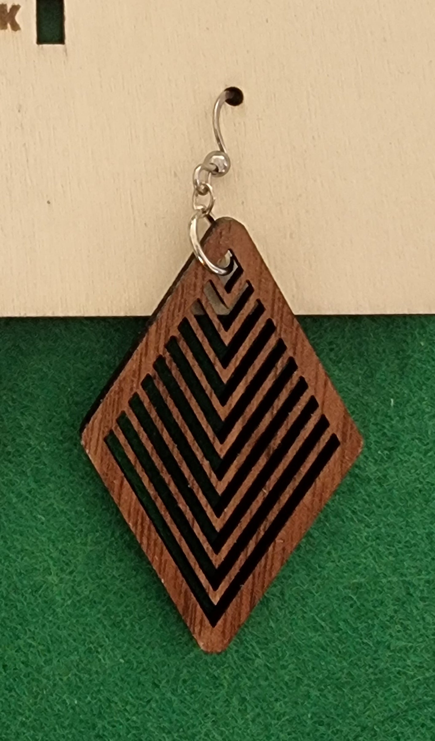 Walnut Veneer Wooden Earrings Design No.3