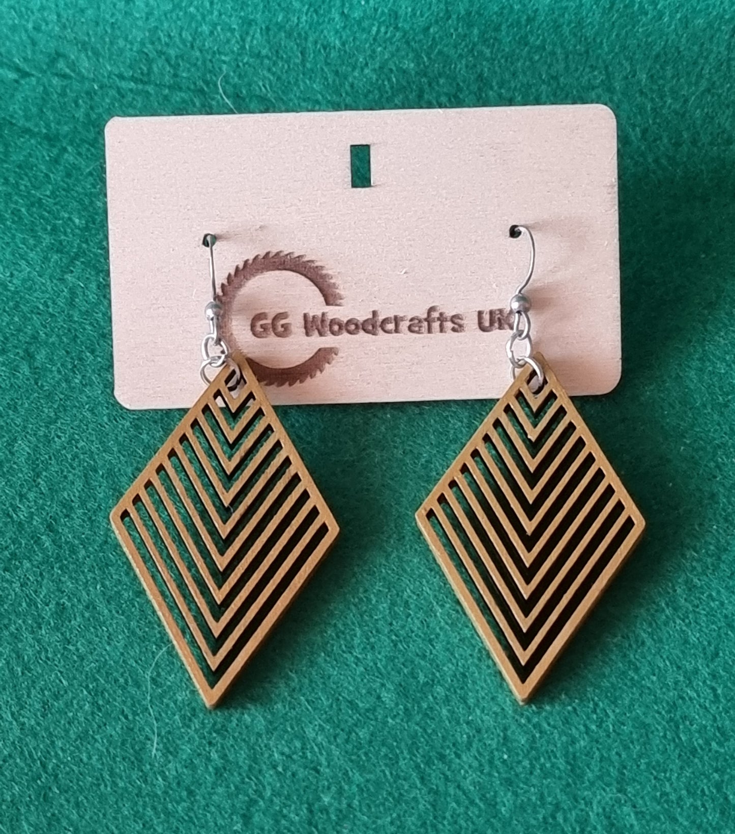 Gold Painted Wooden Earring Design No.3