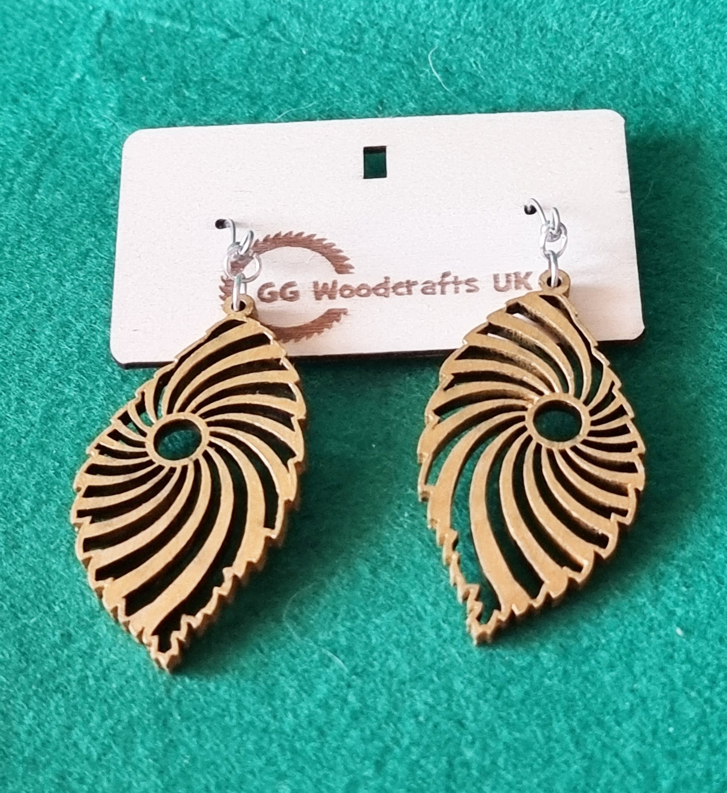 Gold Painted Wooden Earrings Design No.1