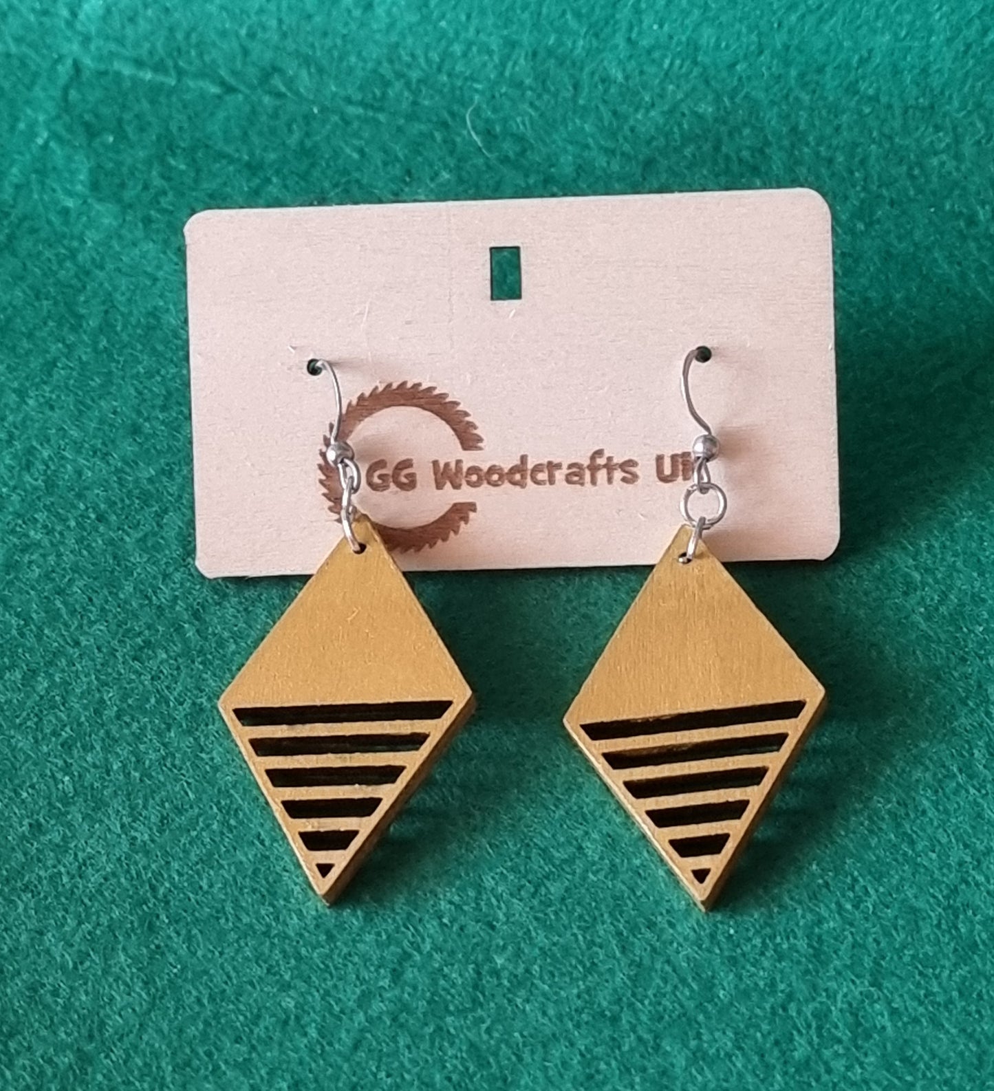 Gold Painted Wooden Earrings Design No.2