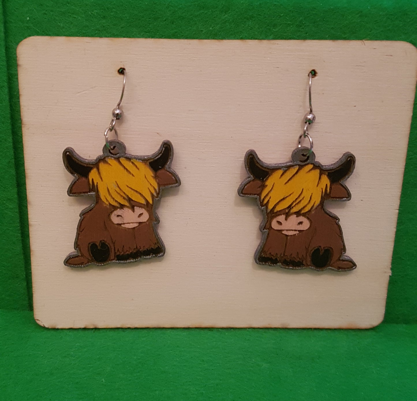Highland Cattle Wooden Earrings