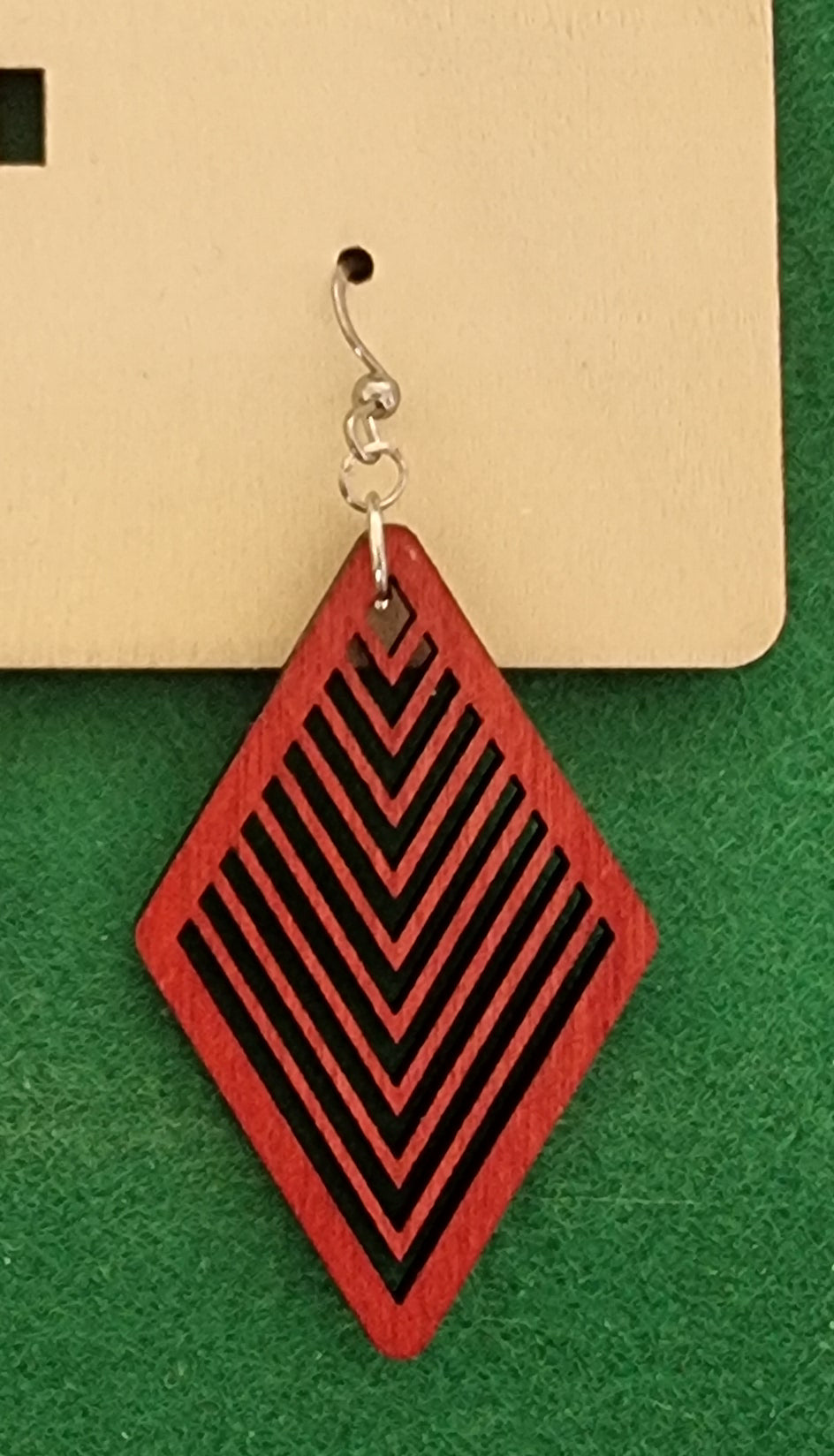 Red Wooden Earring Design No.3