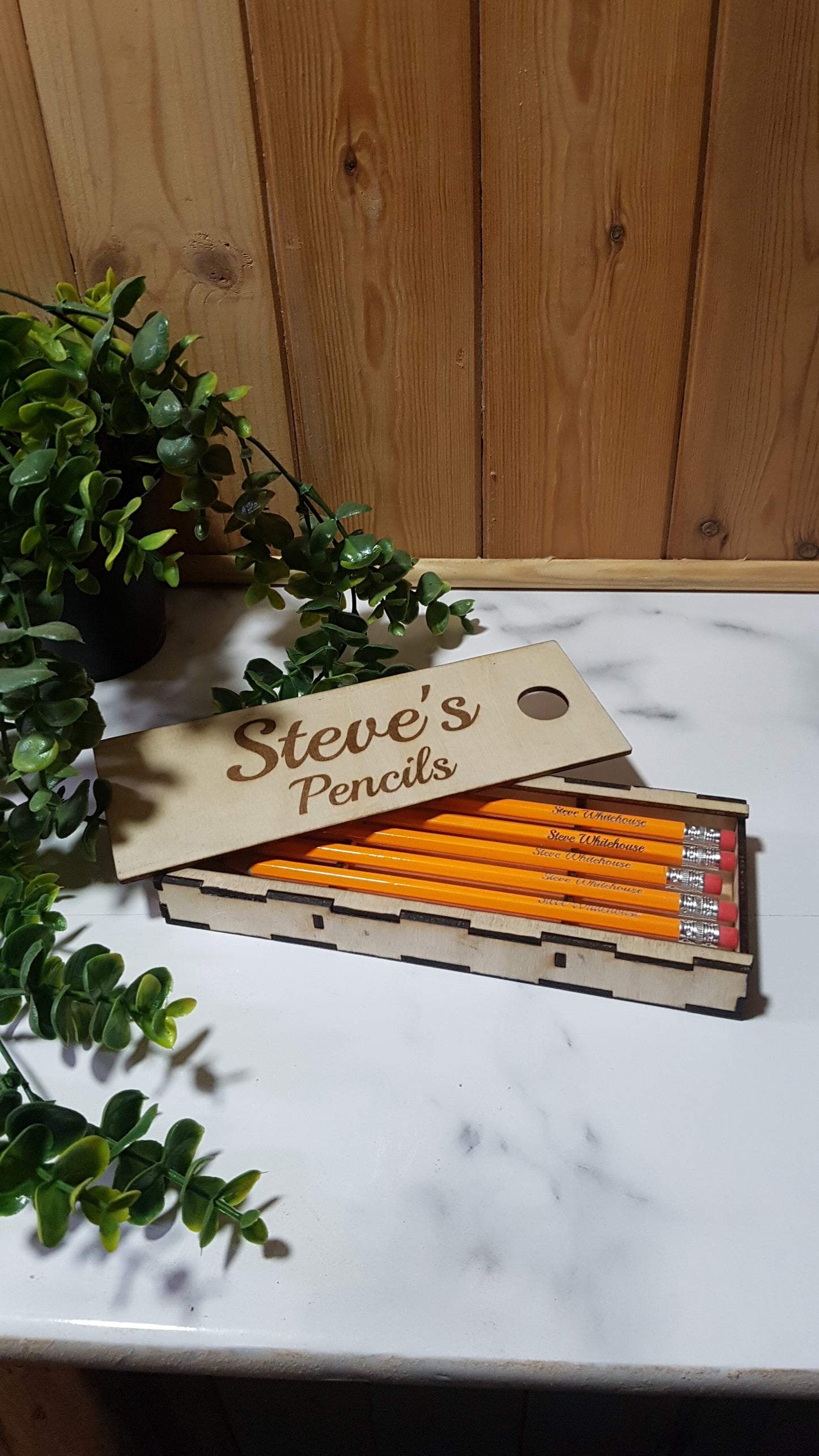 Personalised Wooden Box of Pencils