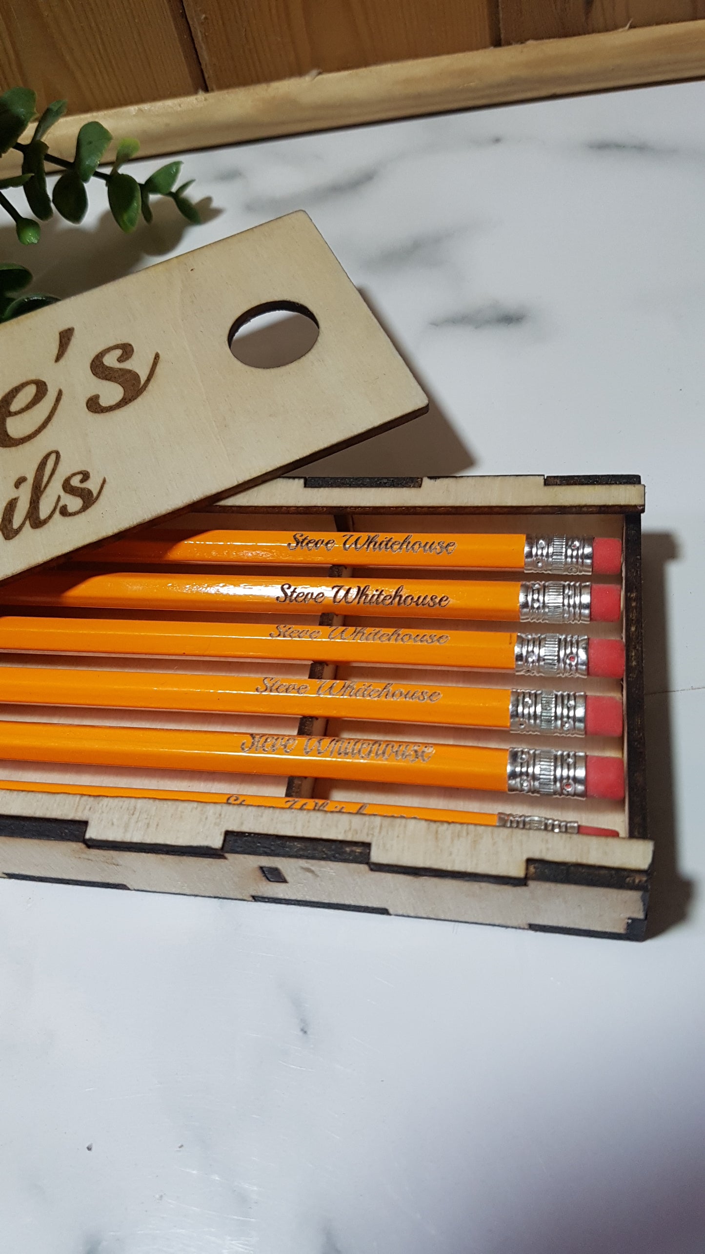 Personalised Wooden Box of Pencils