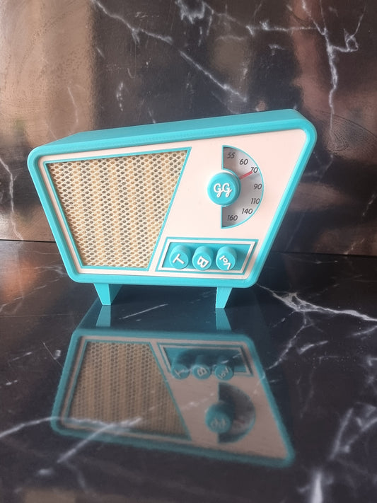 The Jetson, Retro Bluetooth device. Vintage style speaker. 1950s. Turquoise.