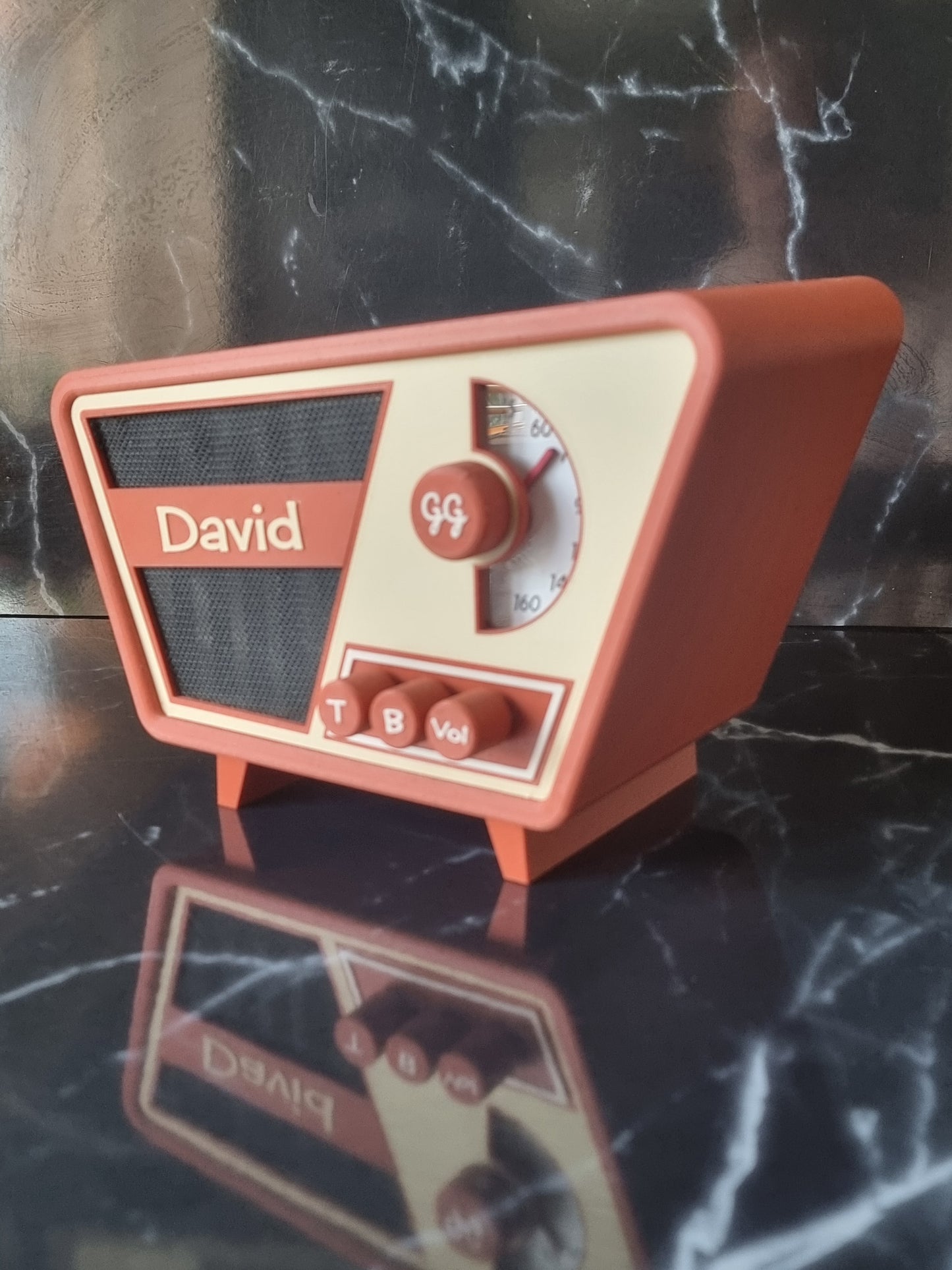 The Jetson, Retro Bluetooth device. Vintage style speaker. 1950s. Terracotta