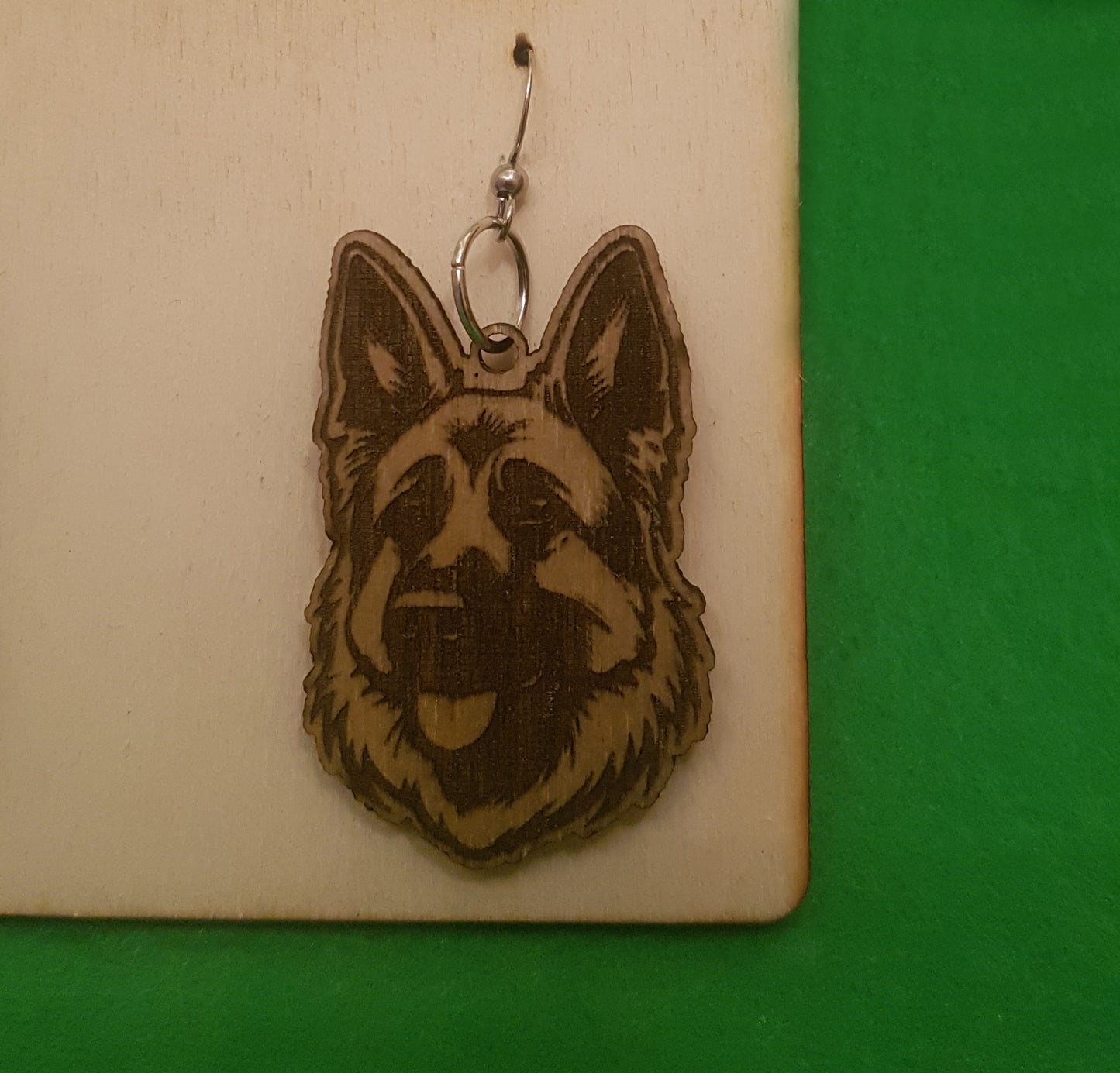 Wooden German Shepherd Earrings