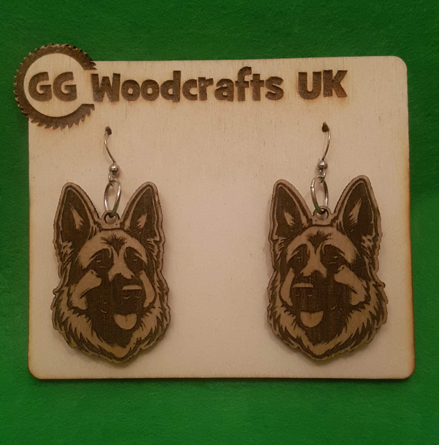 Wooden German Shepherd Earrings