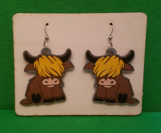 Highland Cattle Wooden Earrings