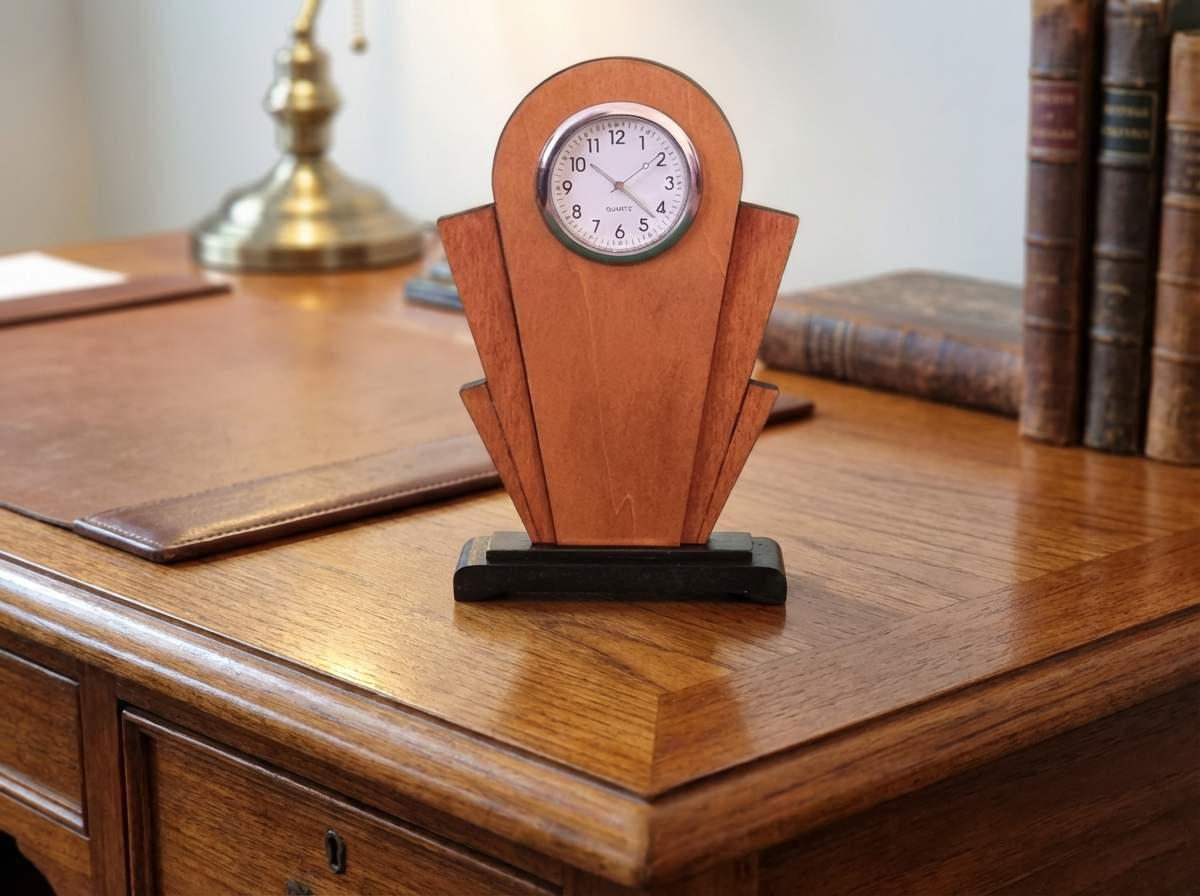 Personalised Art Deco Style Wooden Clock