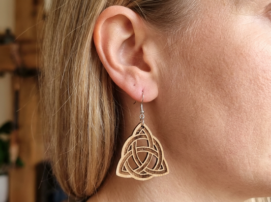 Triquetra, Wooden Norse/Celtic Earrings