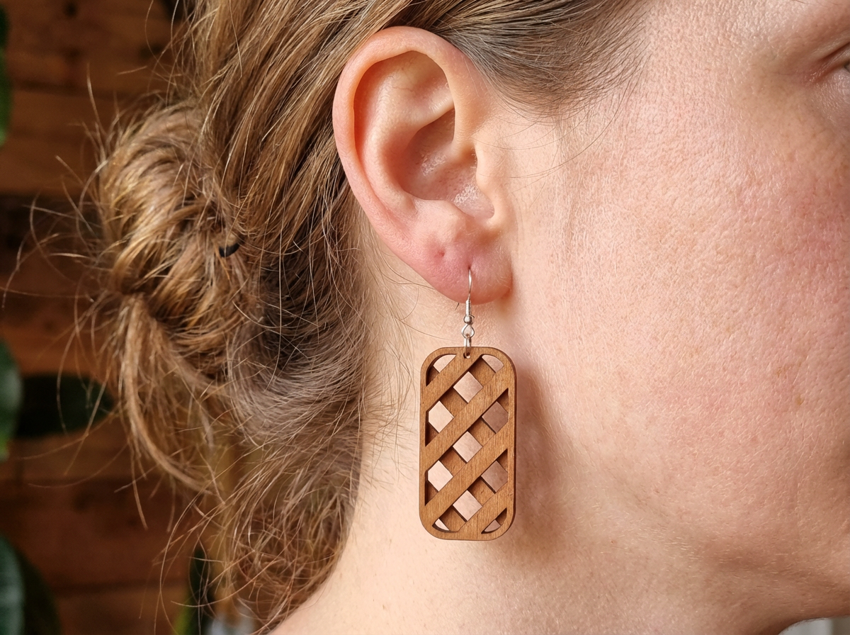 Wooden Lattice Earrings