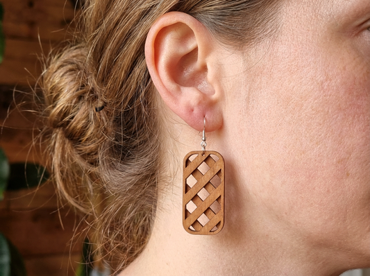 Wooden Lattice Earrings