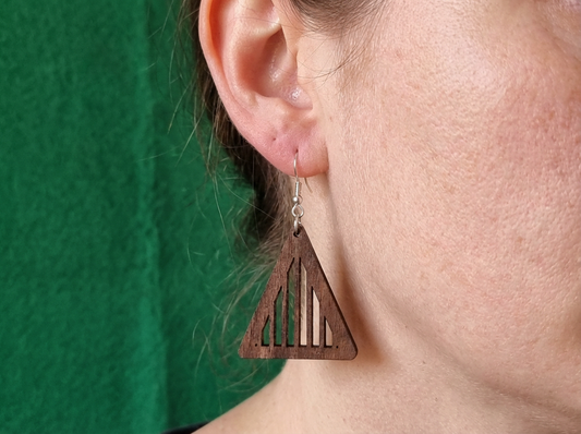 Walnut Wooden Earrings Design No. 5