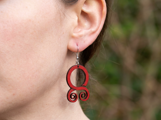 Wooden Troll Cross Norse Earrings