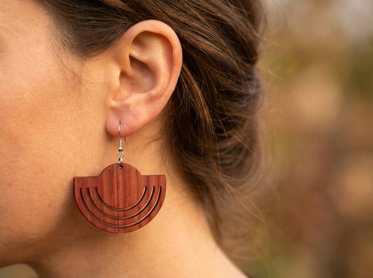 Walnut Wooden Earrings Design No. 4