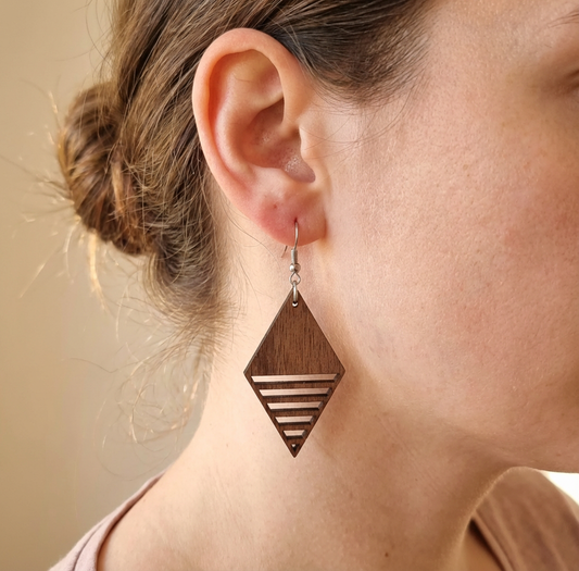 Walnut Wooden Earrings Design No.2