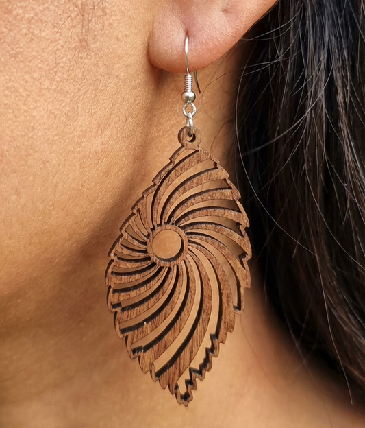 Walnut Wooden Earrings Design No.1