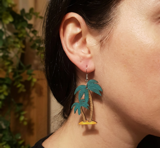 Wooden Palm Tree Earrings