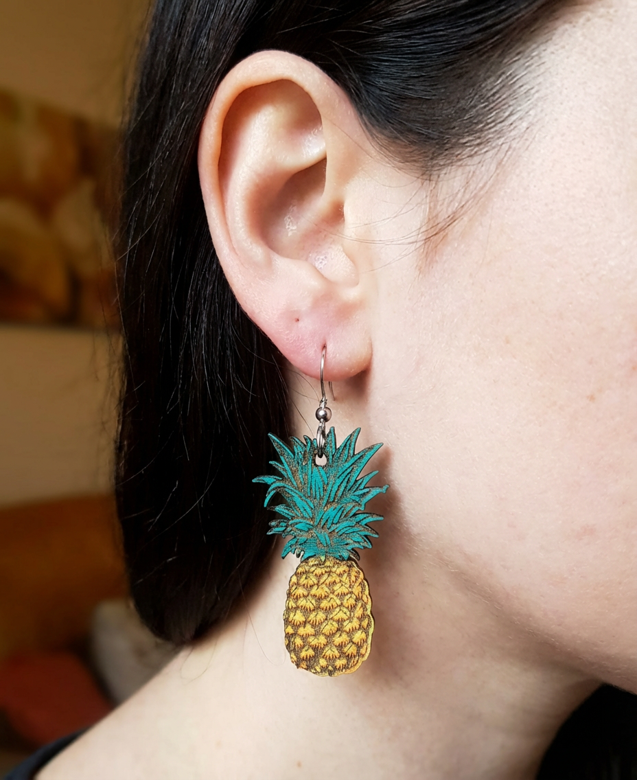 Wooden Pineapple Earrings