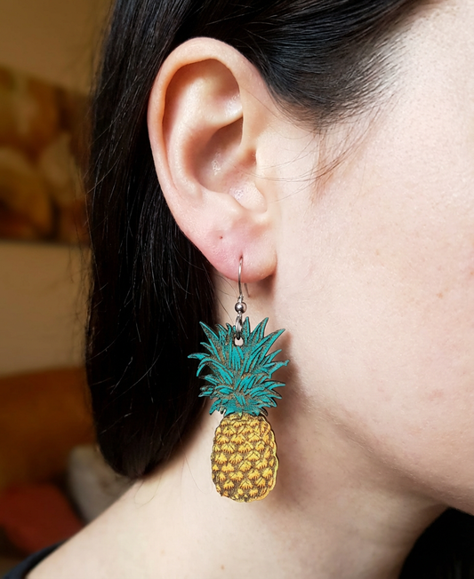 Wooden Pineapple Earrings