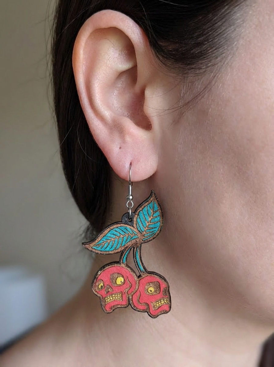 Cherry Skull Earrings