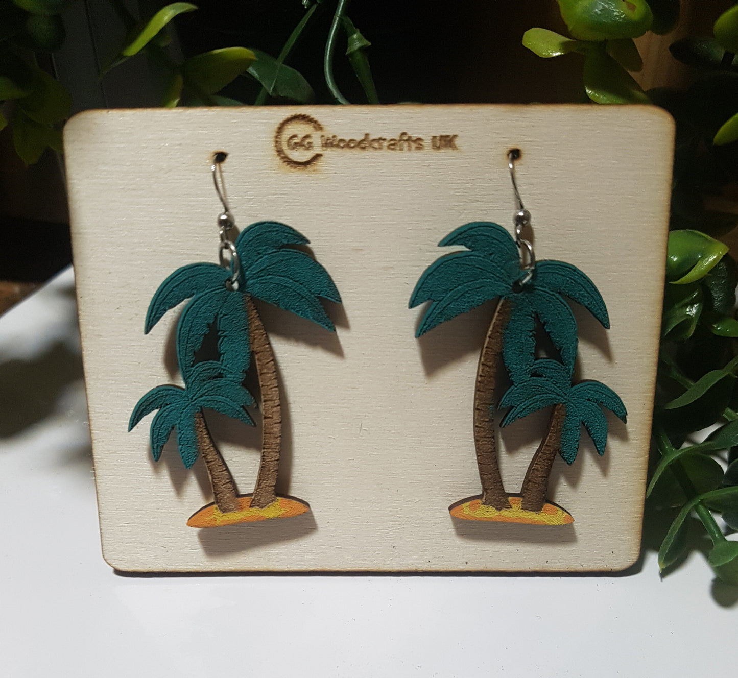 Wooden Palm Tree Earrings