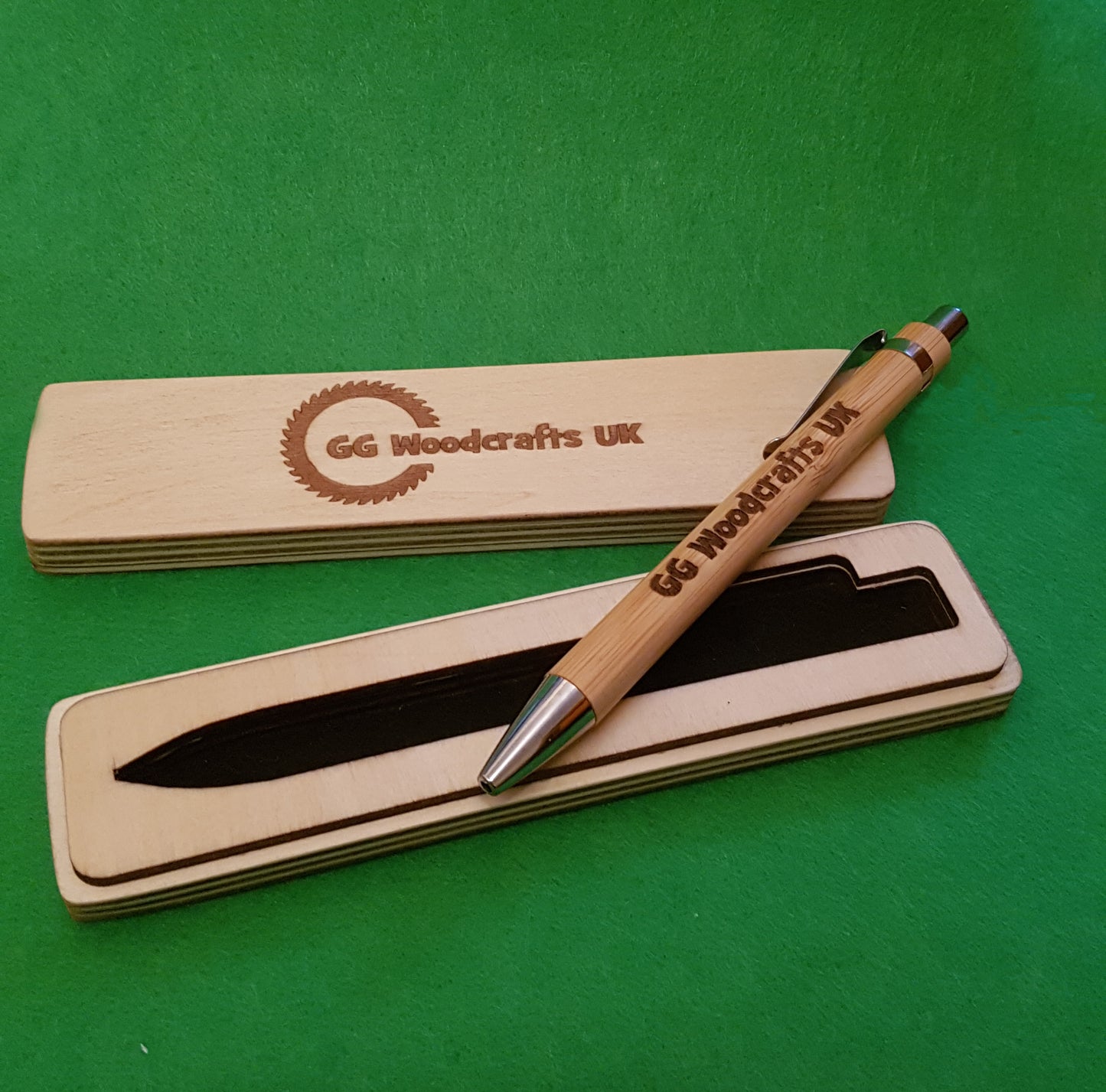 Personalised Wooden Pen Box with Bamboo Pen