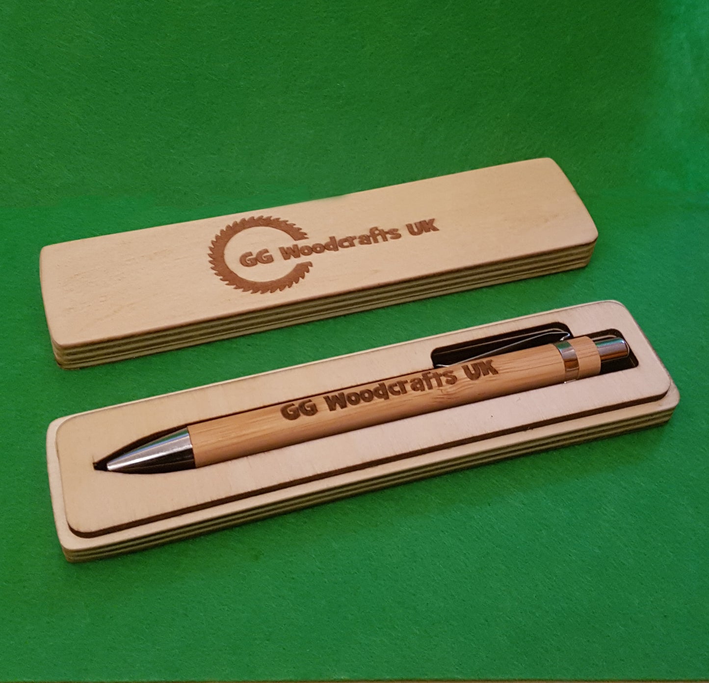 Personalised Wooden Pen Box with Bamboo Pen