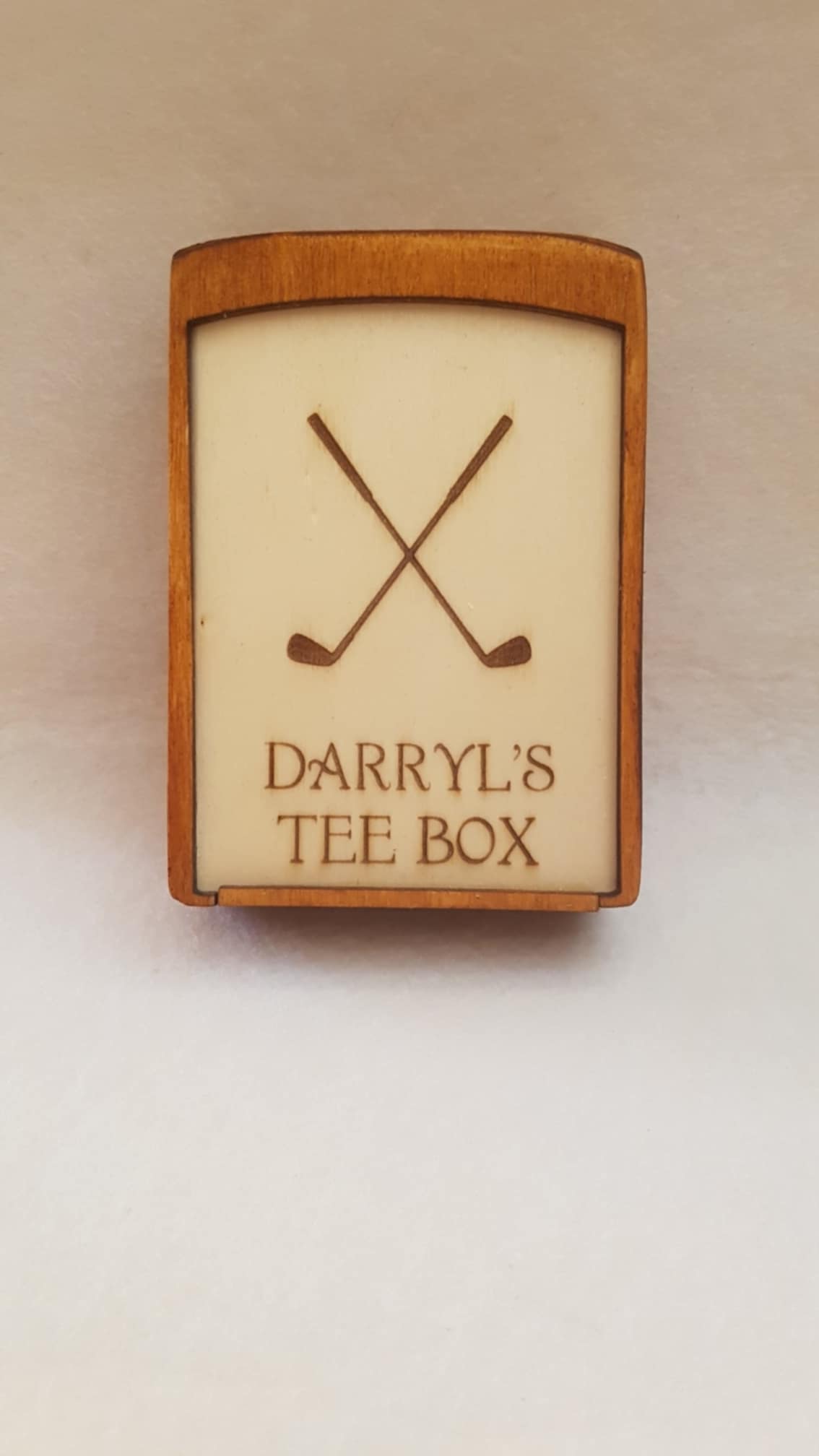 Personalised Wooden Golf Tee Box with 30 Personalised Tees