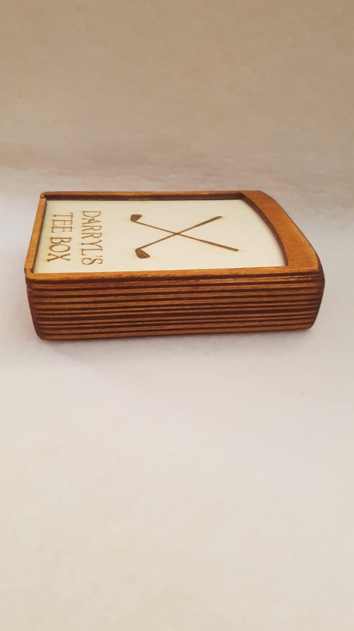 Personalised Wooden Golf Tee Box with 30 Personalised Tees